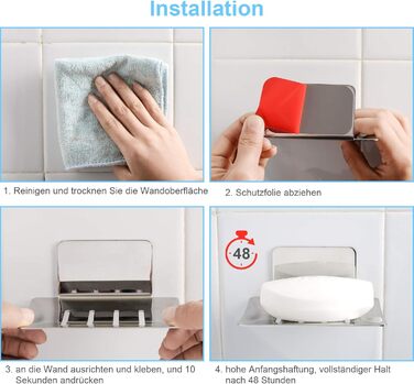 Мильниця без свердління з нержавіючої сталі самоклеюча, мильниця кошик мильниця настінне кріплення для губок щіток мила, настінне