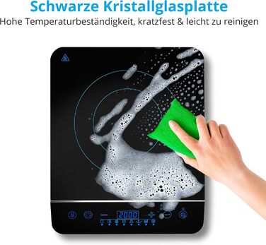 Індукційна конфорка MEDION / 2000 Вт / діапазон температур 60-240 C / 8 автоматичних програм / 10 рівнів потужності / LED-дисплей / MD 17595 / чорний