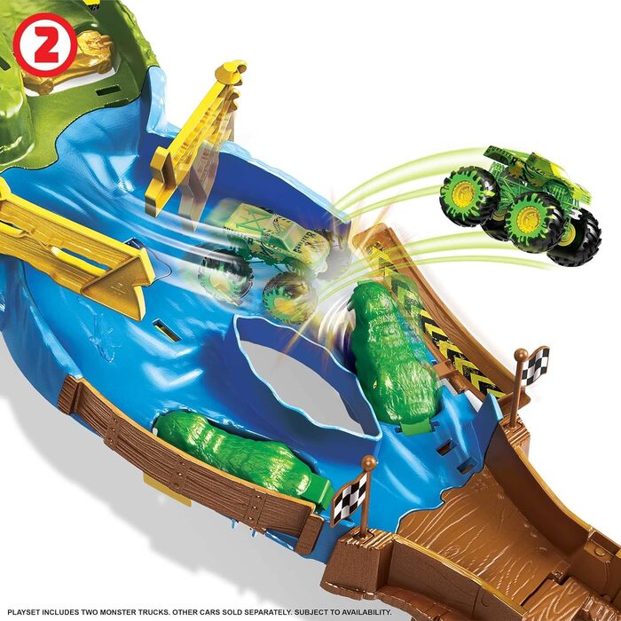 Гоночний трек Monster Trucks Competition, ігровий набір з 2 монстр-траками Бігфут і Ганкстер для захоплюючих автомобільних перегонів, іграшка для дітей віком від 4 років і старше, 12 -