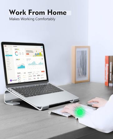 Підставка для ноутбука на стіл, ергономічна, алюмінієва, з вентиляцією, сумісна з MacBook Air/Pro, Dell XPS, HP (1117,3 дюйми), срібляста ідеально для домашнього офісу Z-silver