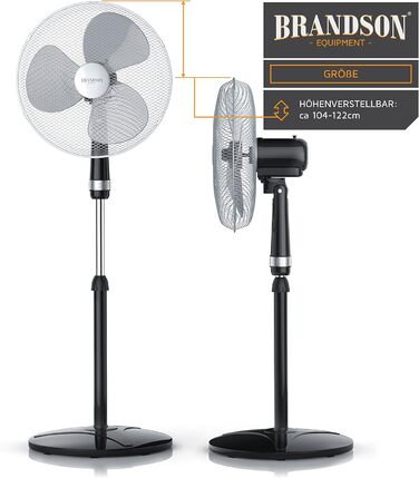 Вентилятор на п'єдесталі 40 см - лауреат премії 2024 року - регульована висота п'єдесталу вентилятора - високий потік повітря, 3 н