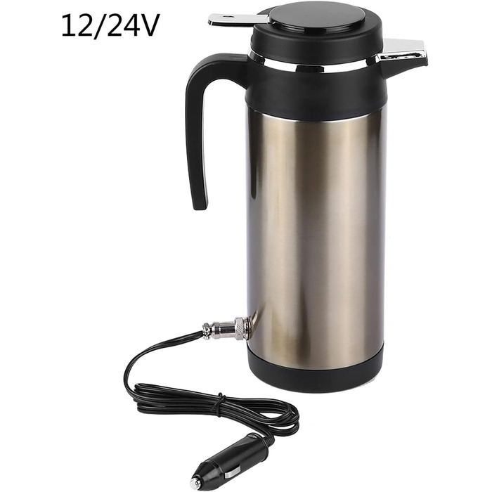 Електричний чайник Qiilu чайник 24V для вантажівки, 1000 ML автомобільний дорожній чайник з нержавіючої сталі чашка швидкого закип