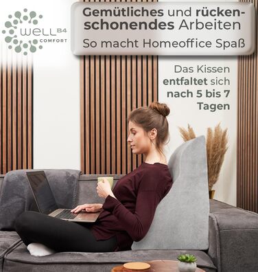 Ергономічна подушка для читання WELL B4 для ліжка та дивана зручна подушка для спини з піною з ефектом пам&39яті може використовуватися як рефлюксна подушка, клиноподібна подушка для ліжка, подушка для спинки ліжка для сидіння та лежання, сіра широка