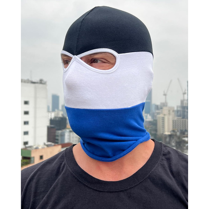 Балаклава PGWEAR у чорну, білу та синю смужки Маска унісекс, один розмір Ультрас, Хулігани, Лижі, Мотоцикли