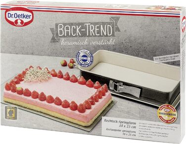 Прямокутна пружинна форма Dr. Oetker 38 см, форма для торта із захистом від протікання, квадратна форма для випічки зі сталі з арм