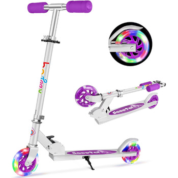 Самокат дитячий 2 колеса, складаний дитячий самокат для дівчаток хлопчиків, педальний самокат зі світлодіодними колесами, що світя