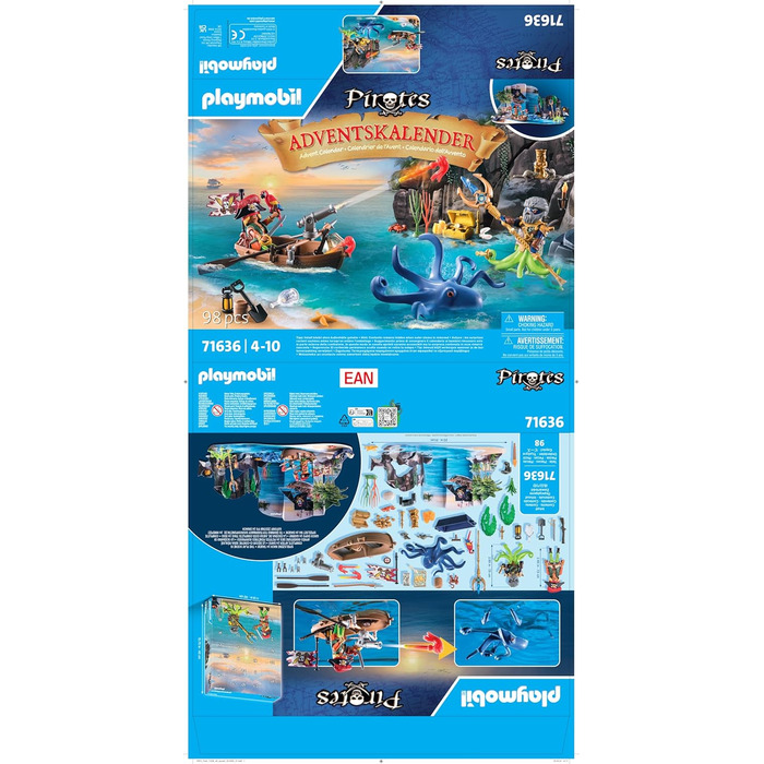 Адвент-календар PLAYMOBIL Pirate 71636, 98 деталей