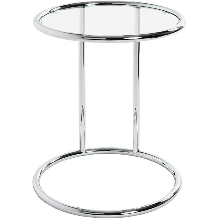 Журнальний столик HAKU Furniture, хром, метал, безпечне скло - Розміри В 55 см x Ø 45 см, Стиль Сучасний В 55 см x Ø 45 см Хром
