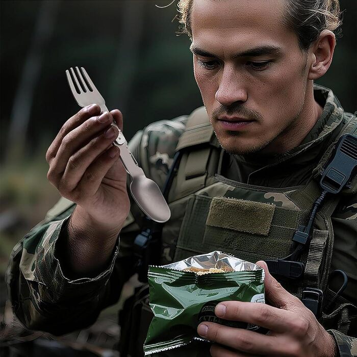 Обертова ложка-виделка з титану, титановий сплав, 16,7 см, складна, 2-в-1 ложка-виделка, легкий кемпінговий посуд, компактний, для активного відпочинку, пікніка, походів, барбекю, спорядження для виживання