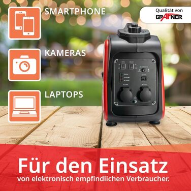 Інверторний генератор Grafner потужністю 2200 Вт (2 кВт безперервної потужності), бензиновий 4-тактний, 2 шт. 230 В, інверторна технологія для чутливих пристроїв, легкий та міцний, цифровий бензиновий генератор з аварійним живленням