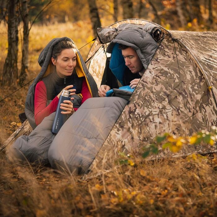 Спальний мішок Yate Mons XXL на 4 сезони для дорослих, розрахований на температуру -24C, 7-камерне порожнисте волокно, злегка водовідштовхувальний, 230x80 см, зимовий спальний мішок, спальний мішок для партнерів, спальний мішок для мам, блискавка зліва