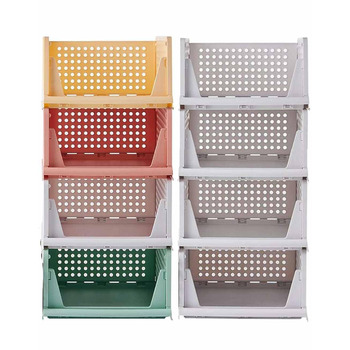 Елементний штабельований складний гардероб для зберігання ящиків шафа-органайзер ящик пластикові ящики для зберігання для дому спальня кухня 4 кольори та білий, 8-