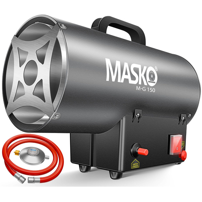 Газовий обігрівач Masko, газовий обігрівач, газовий радіаційний обігрівач, будівельний обігрівач 15 кВт, газовий опалювальний пристрій, радіаційний обігрівач, генератор гарячого повітря, включаючи газовий шланг та регулятор тиску, обігрівач для стандартни