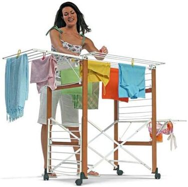 Складаний кінь для одягу, 105 x 80 x 174 см, дерево, горіх