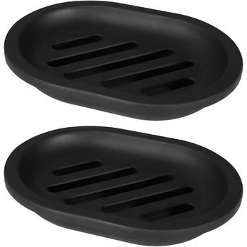 Практична мильниця Topsky в упаковці 2 шт. легко миється, зберігає мило сухим, ідеально підходить для ванної та кухні (чорна)