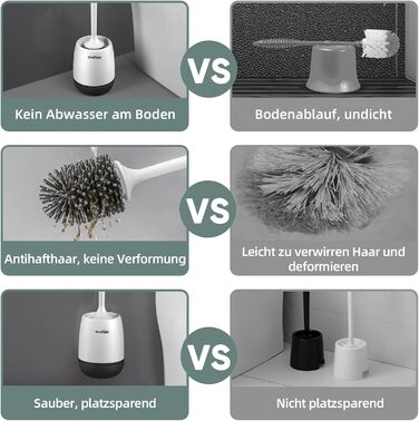 Щітка для туалету Braoses з тримачем набір силіконових щіток для туалету з довгою ручкою та швидковисихаючим тримачем для ванної к