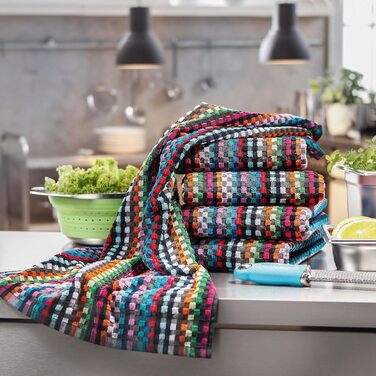 Набір з 5 чайних рушників, універсальні рушники, 45x90 см, бавовна, кольорові 45 x 90 см Кольорові