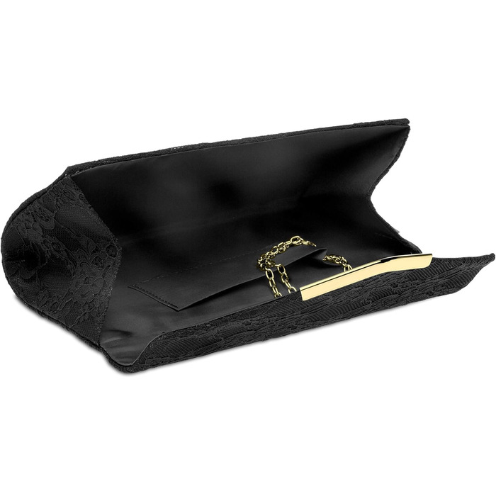 Елегантна жіноча вечірня сумка-клатч з мереживом одного розміру чорного кольору, 429