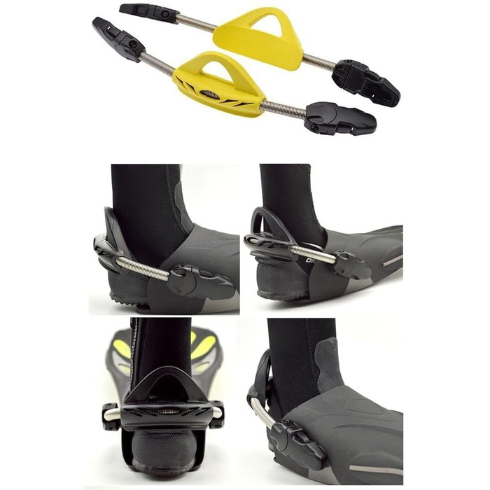 Ремінці для ласт з нержавіючої сталі для дайвінгу, ремінці для ласт з нержавіючої сталі, 2 ремінці для банджі-дайвінгу, нековзні ремінці для ласт, хороша міцність, для Cressi, Mares Fin (M, чорний) M Чорний