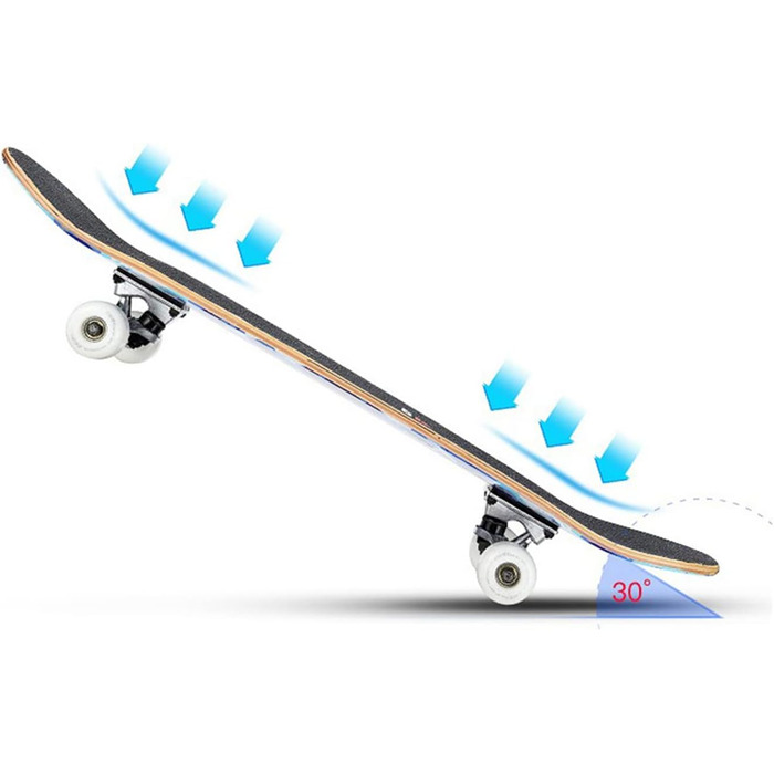 Скейтборд, 7-шарова дека з канадського клена та подвійним ударом, скейтборд для дітей віком 5-8 років, підлітків та дорослих, комплектний скейтборд, професійна дошка для дітей, підлітків та дорослих, 7-шарова дерев&39яна дека, модний дизайн, середнє увігн