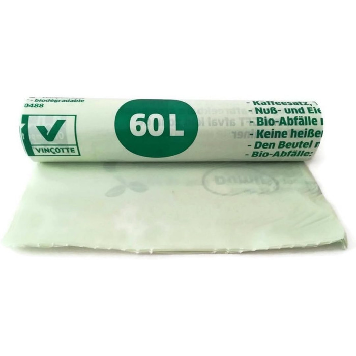 Біорозкладні пакети для сміття, зелені, 60 л, 50 шт.