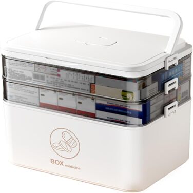 Багатофункціональна 3-рівнева коробка для зберігання з двома знімними лотками, маленька, для подорожей, портативна ручка, високоякісний пластик, органайзер, для дому, багато місця, для художнього приладдя, косметики