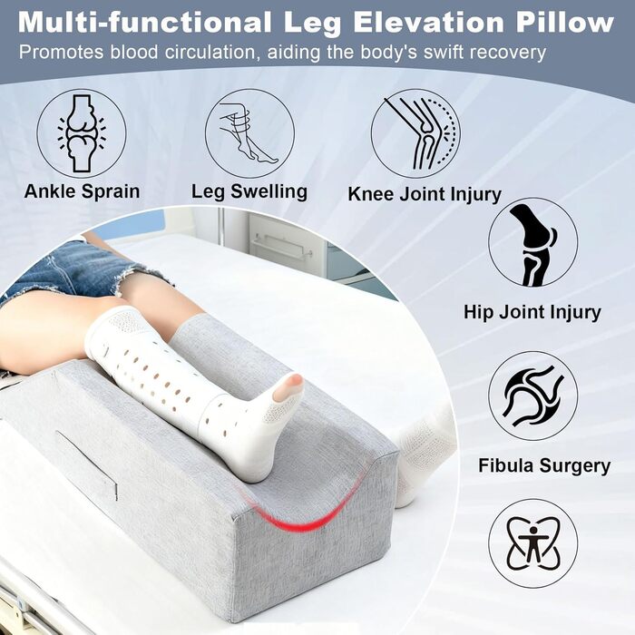 Подушка для підняття ніг, опори для ніг з ручкою та блискавкою, відштовхувальна губка, подушка для підтримки ніг у ліжку, U-подібний позиціонер для ніг полегшує біль та покращує