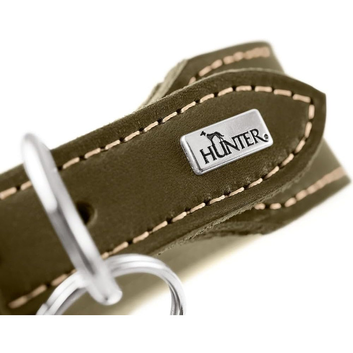 Ошийник для собак Hunter Aalborg ЕКСТРАШИРОКИЙ, колір коньяк, з м'якої шкіри напів-аніліну, з елегантним контрастним швом, виготовлено в Німеччині, розмір 35 коньяк 35