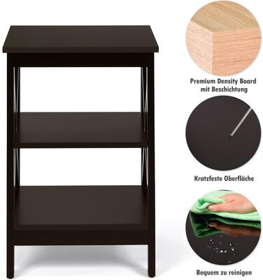 Рівнева тумбочка, комплект з 2 шт. , бічний столик, тумбочка, журнальний столик для спальні, вітальні, 40x40x61 см (X-подібний, коричневий) коричневий, 2 шт., X-подібний, 3-