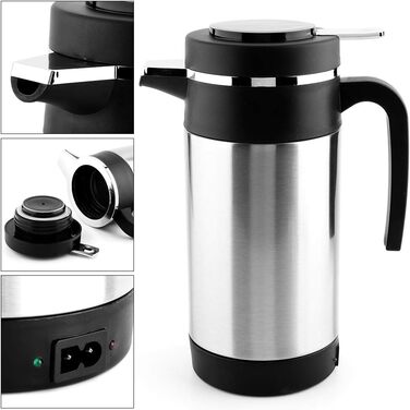 Автомобільний чайник, нержавіюча сталь 12В автомобільна чашка для підігріву кави чай термос чашка для підігріву води чайник для по