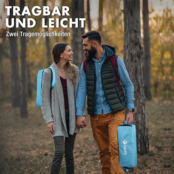 Складаний та портативний кемпінговий стілець VILLEY, синій, складний кемпінговий стілець з алюмінієвою рамою та міцною та дихаючою тканиною, вантажопідйомність 150 кг, кемпінговий стілець з сумкою для використання на свіжому повітрі, риболовля