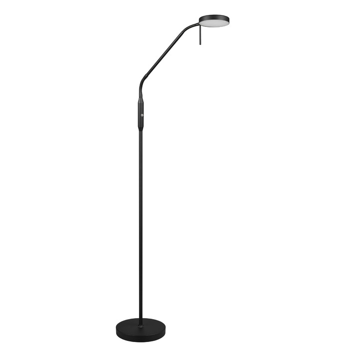 Світлодіодна торшерна лампа Reality Moreno R44561132, матовий чорний метал, 3 Вт LED, акумулятор із зарядною станцією, сенсорний диммер, регулювання кольору світла