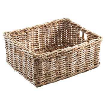 Кошик Kobolo з ротанга, полиця для зберігання - квадратний - ротанг - кубу сірий - великий - 52x40x20 см