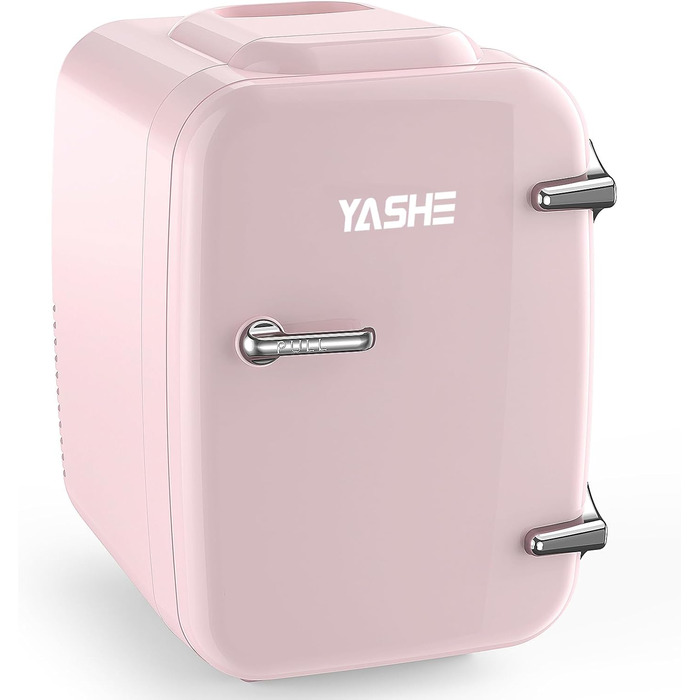 Міні-холодильник YASHE, 4-літрові міні-холодильники для косметики, напоїв, термоелектричне охолодження та обігрів 220 В змінного струму/12 В постійного струму, невеликий холодильник для спальні, офісу, гуртожитку, автомобіля (рожевий)