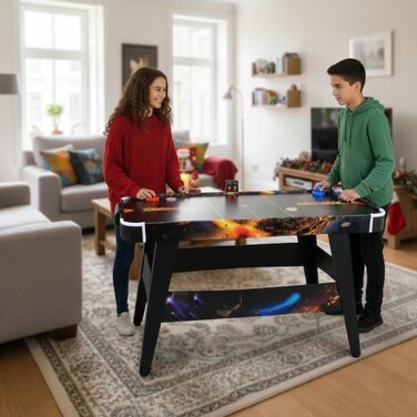 Світлодіодний стіл для аерохокею від FASports, аерохокей для дітей/підлітків віком від 8 років, стіл для аерохокею з повітряними штовхачами та шайбами, що світяться Solar Fury 138x67x82 см