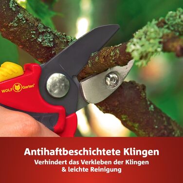 Обрізувачі дерев WOLF-Garten PREMIUM PLUS RS 4000 з ковадлом (для гілок діаметром до 25 мм, з лезами з антипригарним покриттям, ідеально підходять для звичайної обрізки дерев) 73CFA005650, червоно-жовті, Premium Plus Single