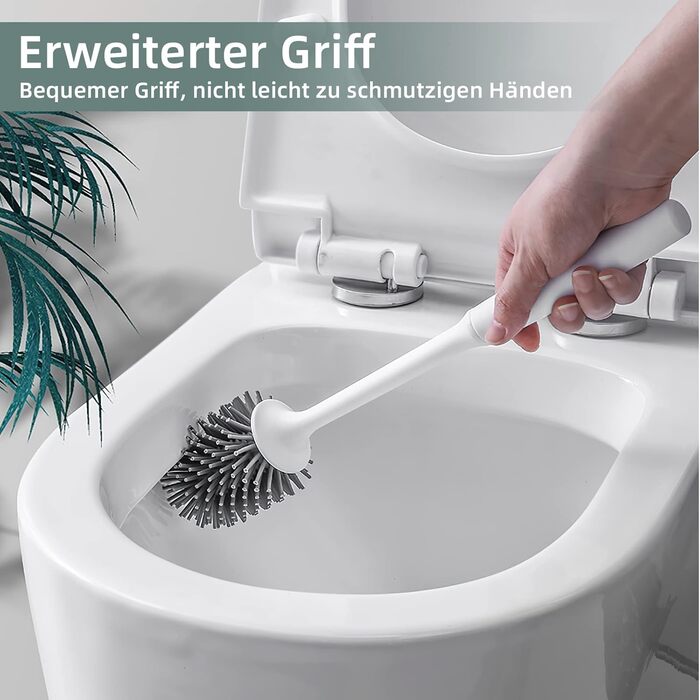 Щітка для туалету Braoses з тримачем набір силіконових щіток для туалету з довгою ручкою та швидковисихаючим тримачем для ванної к
