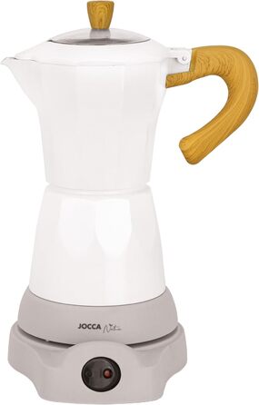 Електрична італійська кавоварка Jocca Nature Line, 6 чашок, бездротовий глечик, електрична основа, поворот на 360, глечик із охолоджувальною ручкою, автоматичне відключення, збереження тепла, білий