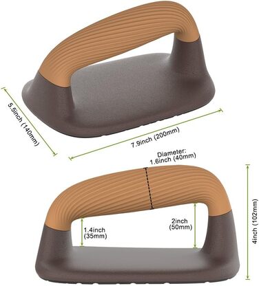 Ручки для віджимань для калістеніки - нековзні паралети, ручки для стійки на руках, міцні перекладини для віджимань, дошка для віджимань на підлозі, стійка на руках, силові тренування, вантажопідйомність 226 кг, коричневий колір стандартна опорна плита