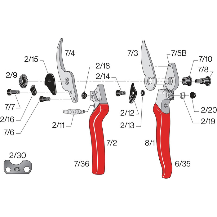 Професійні садові ножиці FELCO 8 з двостороннім лезом 25 мм для правшів зі складною пилкою FELCO 600