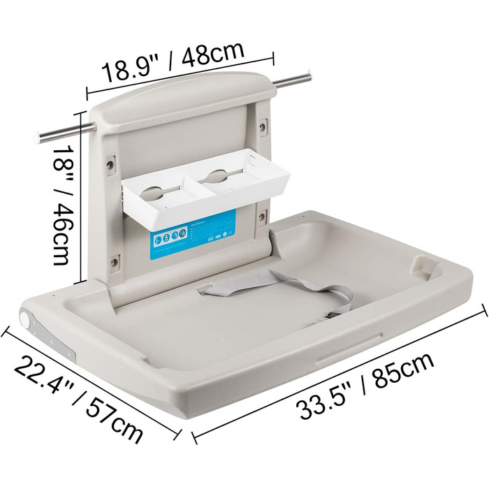 Складаний пеленальний столик/станція для сповивання немовлят VEVOR 85 x 57 x 47 см, HDPE, для бізнесу та приватного використання