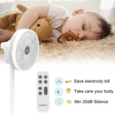 П'єдестальний вентилятор з двигуном постійного струму - вентилятор Тихий 20 дБ 3D коливальний з пультом дистанційного керування/ви