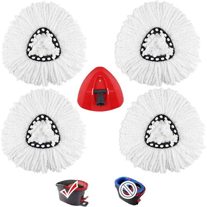 Запасна головка та база для швабри Spin Mop Запасна головка та база сумісна з Ocedar та Vileda EasyWring 2-в-1 Turbo Mop Мікрофібр