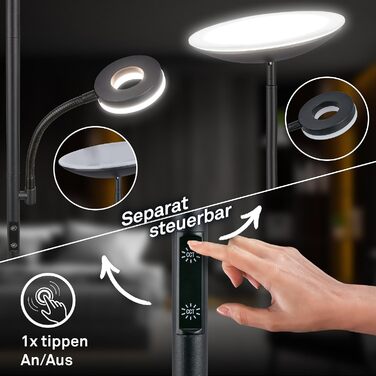 Стіль lampa BRILONER з LED-підсвіткою, регулюванням яскравості та температури світла (CCT), з підсвіткою для читання, 180 см, матовий чорний