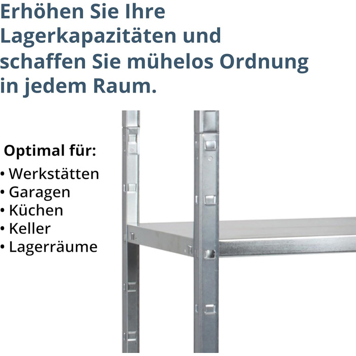 Система стелажів SCHULTE з 4 полицями PowerMAX, вантажопідйомність 70 кг, 200x100x50 см (ВxШxГ), оцинкована (полиця для зберігання, полиця для майстерні, полиця для підвалу, полиця для гаража, металева полиця)