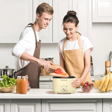 Електрична гаряча каструля Audecook, портативна мультиварка 2,5 л для 1-3 осіб, антипригарне покриття з текстурою бджолиних сот, електрична туристична сковорода вок для стейка/локшини/супу/яйця (бежева)