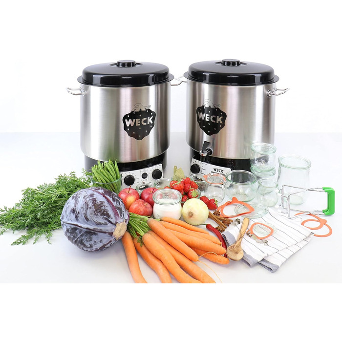 Горщик для глінтвейну WECK WAT 24A (горщик для консервації з нержавіючої сталі, диспенсер для гарячої води, глінтвейн, 35 см, 30 л, 230 В, 1800 Вт) 6832