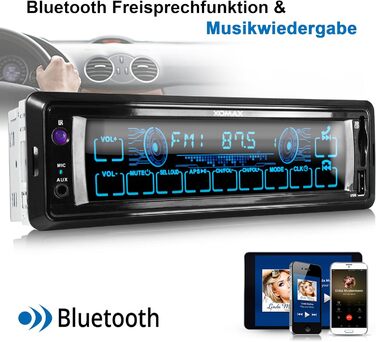 Автомобільна стереосистема XOMAX XM-RT284 із сенсорним екраном I Bluetooth Handsfree I USB, SD, AUX-IN, FM I MP3 I 1 DIN