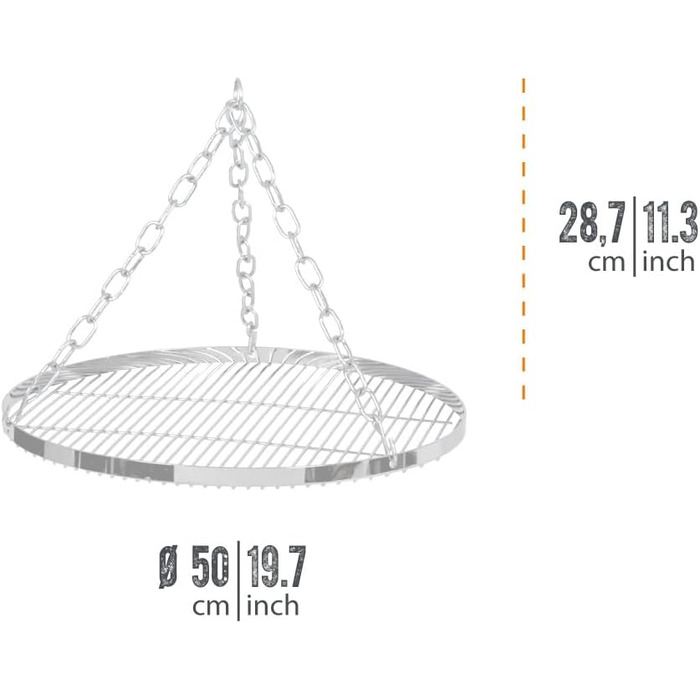 Підвісна решітка Petromax зі сталевим ланцюгом - Міцна чавунна решітка-гриль для вулиці, кемпінгу та наметів - Ідеально підходить для штатива та багаття Підвісна решітка зі сталевим ланцюгом