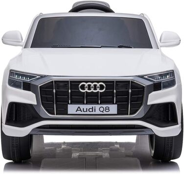 Дитячий електромобіль Audi Q8 - ліцензійний акумулятор 12В та 2 двигуни - 2,4ГГц MP3 шкіра Єва (Біла) Біла